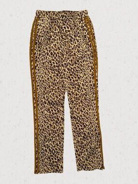 Jeremy Scott x Adidas Leopard Print Track Pants in Tan and Black